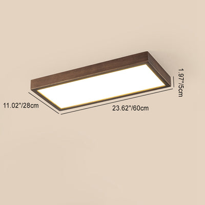 Luz de techo LED de montaje empotrado de bloques rectangulares retro contemporáneos de acrílico y nogal para sala de estar 
