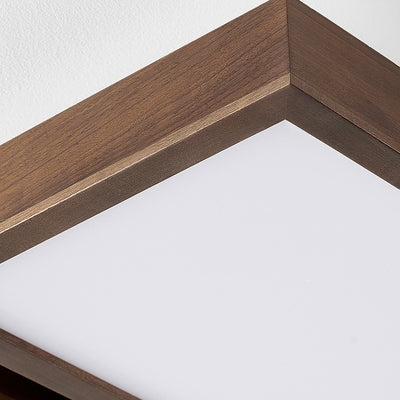 Luz de techo LED de montaje empotrado de bloques rectangulares retro contemporáneos de acrílico y nogal para sala de estar 