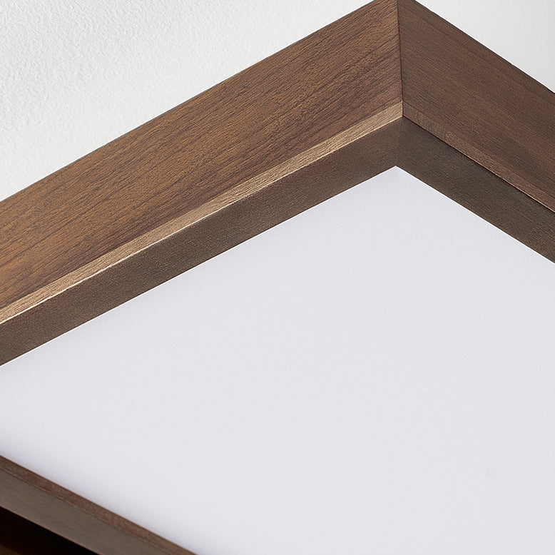 Luz de techo LED de montaje empotrado de bloques rectangulares retro contemporáneos de acrílico y nogal para sala de estar 