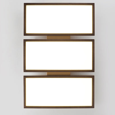 Luz de techo LED de montaje empotrado de bloques rectangulares retro contemporáneos de acrílico y nogal para sala de estar 