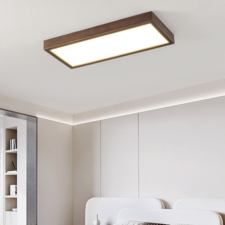 Luz de techo LED de montaje empotrado de bloques rectangulares retro contemporáneos de acrílico y nogal para sala de estar 