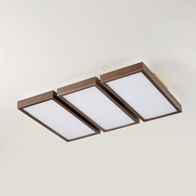 Luz de techo LED de montaje empotrado de bloques rectangulares retro contemporáneos de acrílico y nogal para sala de estar 