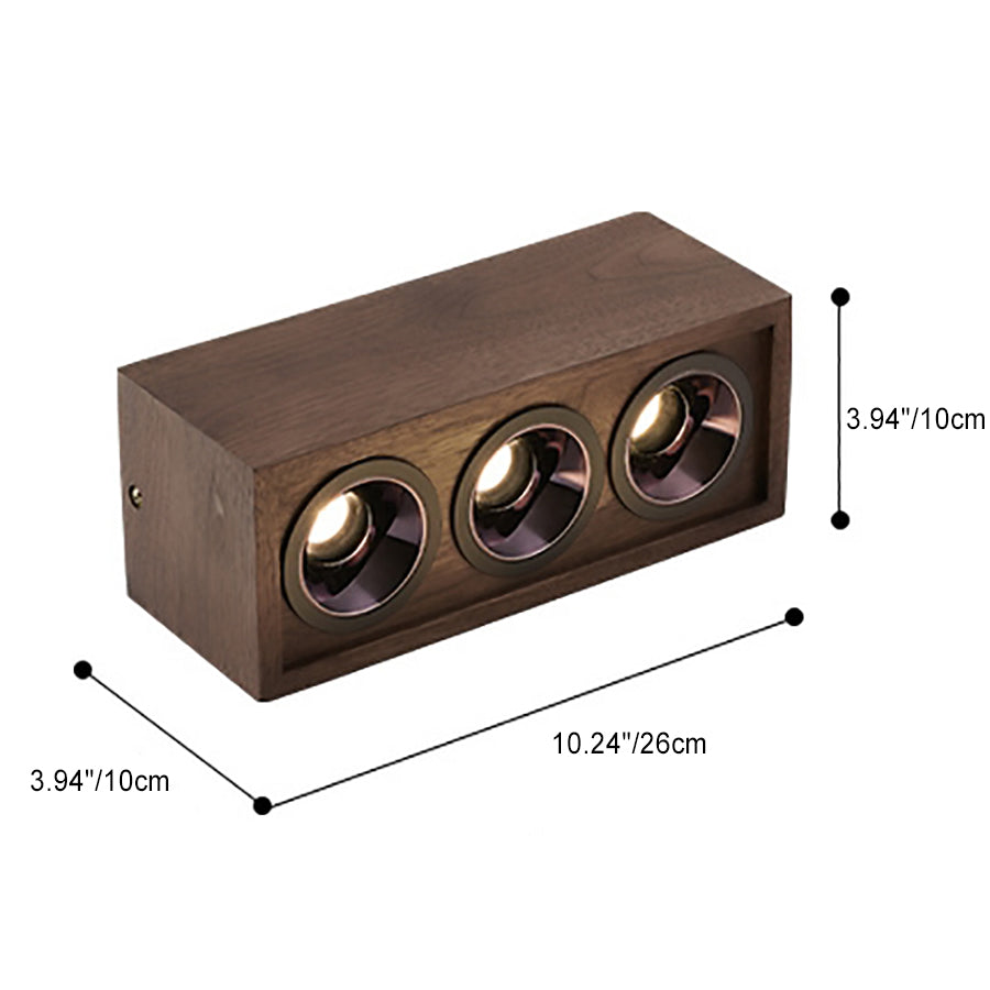 Luz de techo empotrada LED de cubo cuadrado de simplicidad moderna de aluminio y nogal para sala de estar 