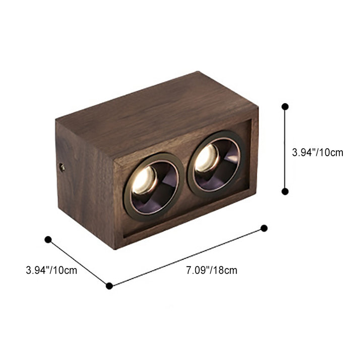 Luz de techo empotrada LED de cubo cuadrado de simplicidad moderna de aluminio y nogal para sala de estar 