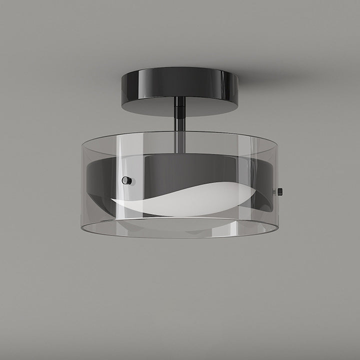 Moderne Art Deco Kuppel Runde Transparente Glas Eisen LED Semi-Flush Deckenleuchte Für Flure 
