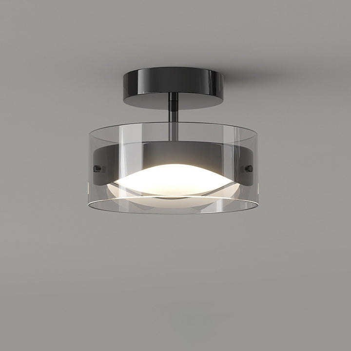 Moderne Art Deco Kuppel Runde Transparente Glas Eisen LED Semi-Flush Deckenleuchte Für Flure 