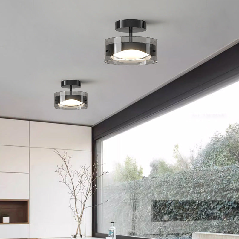 Moderne Art Deco Kuppel Runde Transparente Glas Eisen LED Semi-Flush Deckenleuchte Für Flure 