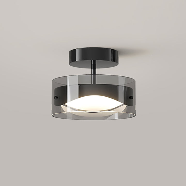 Moderne Art Deco Kuppel Runde Transparente Glas Eisen LED Semi-Flush Deckenleuchte Für Flure 