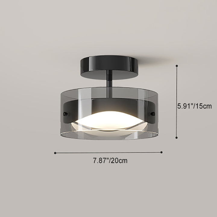 Moderno Arte Deco Cúpula Redonda de Vidrio Transparente Hierro LED Semiempotrado Luz de Techo Para Pasillos 