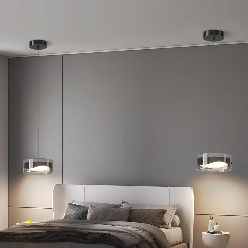 Zeitgenössische Einfachheit Kuppel Runde Transparente Glas Eisen LED Pendelleuchte Für Schlafzimmer 