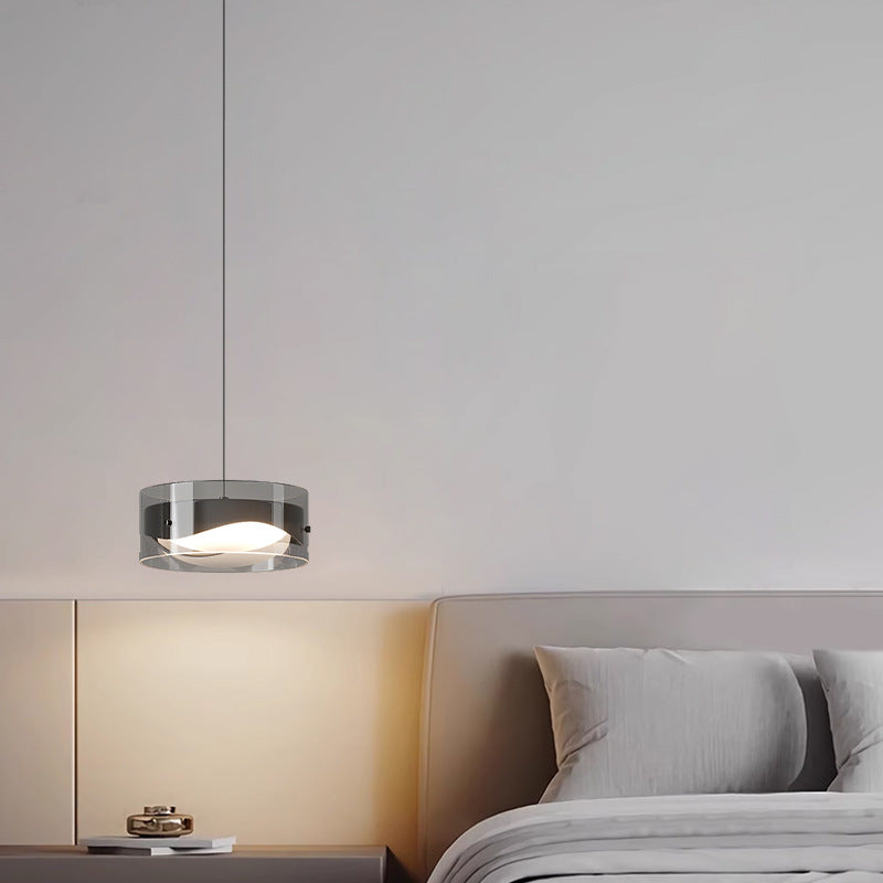 Zeitgenössische Einfachheit Kuppel Runde Transparente Glas Eisen LED Pendelleuchte Für Schlafzimmer 