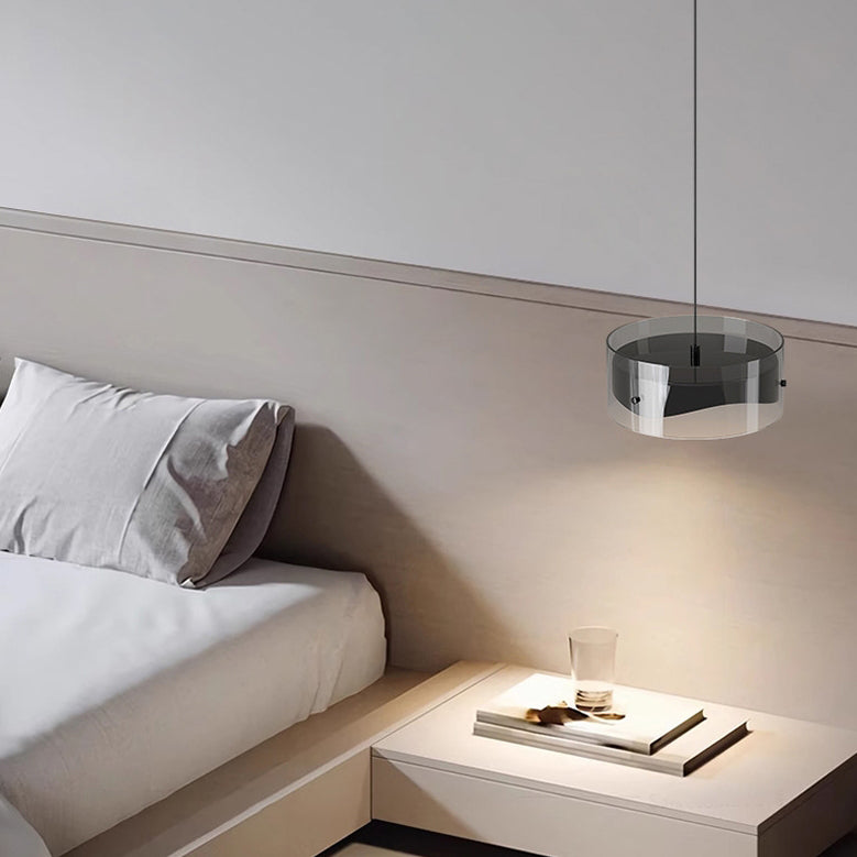 Zeitgenössische Einfachheit Kuppel Runde Transparente Glas Eisen LED Pendelleuchte Für Schlafzimmer 