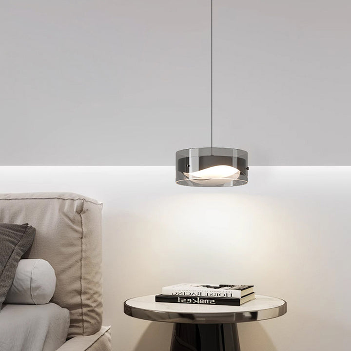 Zeitgenössische Einfachheit Kuppel Runde Transparente Glas Eisen LED Pendelleuchte Für Schlafzimmer 
