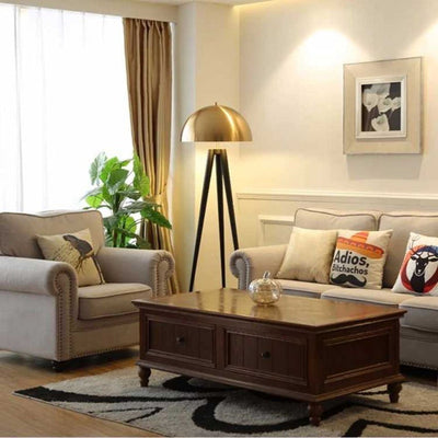 Contemporary Simplicity Aluminum Iron Semicircular Lampshade 1 - Light Standing Floor Lamp For Living Room