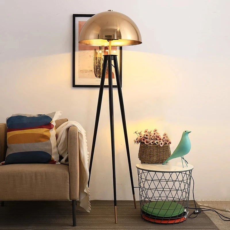 Contemporary Simplicity Aluminum Iron Semicircular Lampshade 1 - Light Standing Floor Lamp For Living Room