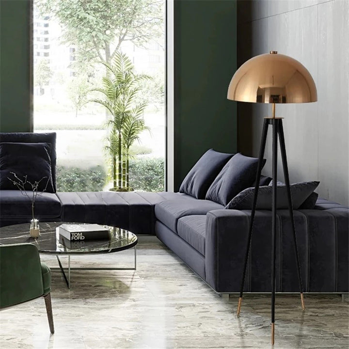 Contemporary Simplicity Aluminum Iron Semicircular Lampshade 1 - Light Standing Floor Lamp For Living Room