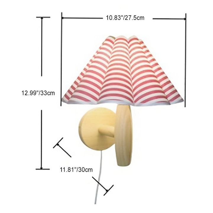 Lampe murale contemporaine en forme de parapluie créatif avec abat-jour en tissu, base en bois et PVC 1 - lumière pour chambre à coucher 