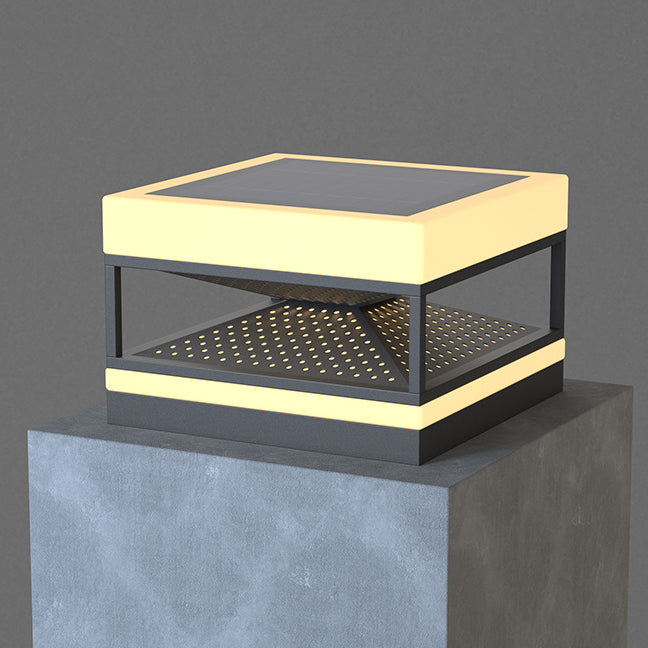 Lumière de poteau extérieure LED cubique carrée en acier inoxydable solaire étanche industrielle contemporaine pour patio extérieur 
