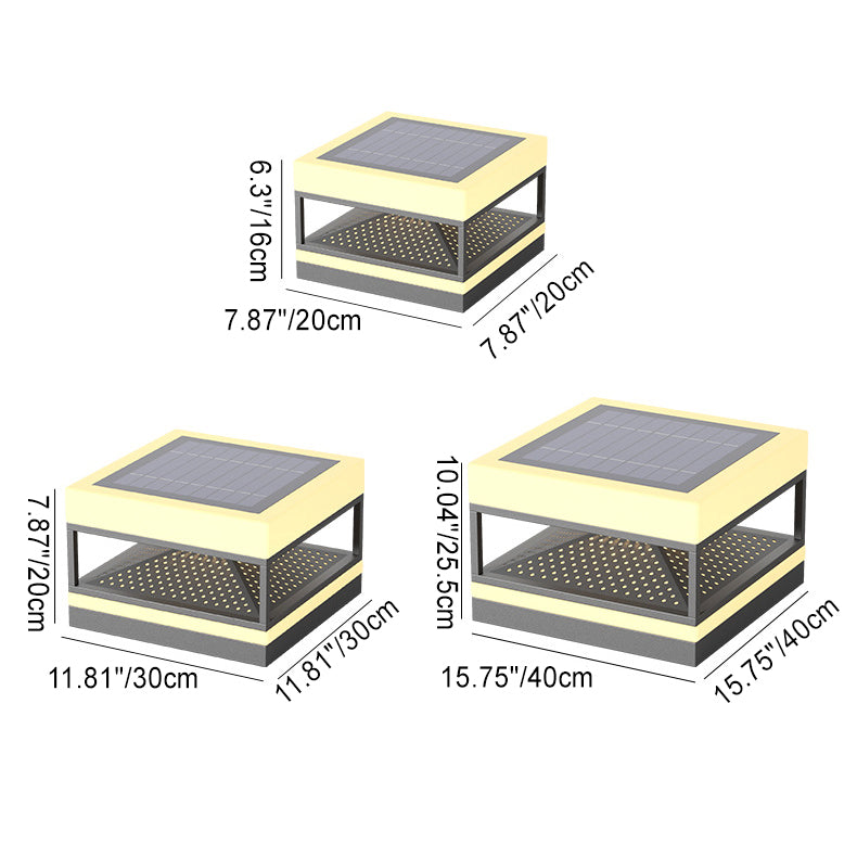 Lumière de poteau extérieure LED cubique carrée en acier inoxydable solaire étanche industrielle contemporaine pour patio extérieur 
