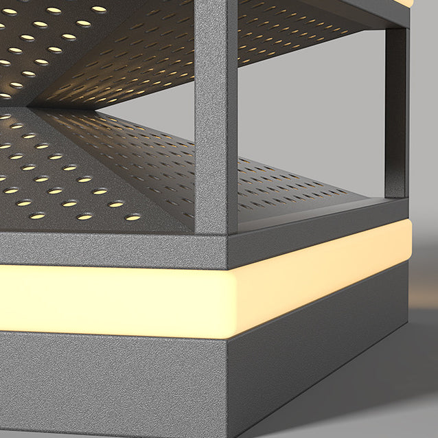 Lumière de poteau extérieure LED cubique carrée en acier inoxydable solaire étanche industrielle contemporaine pour patio extérieur 