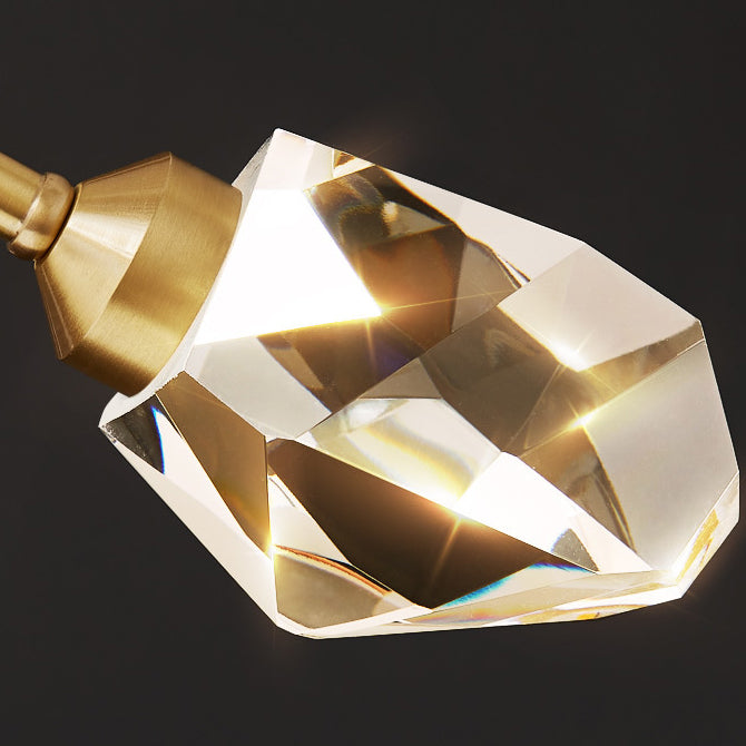 Lustre à LED en cuivre avec blocs de cristal irréguliers pour salon 