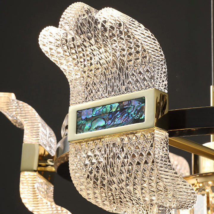 Lustres LED en cristal de cuivre avec abat-jour rond moderne et luxueux pour salle à manger 