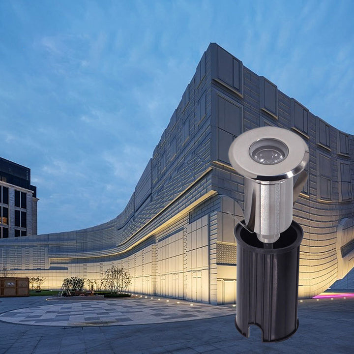 Éclairage paysager enterré LED en verre plastique acier inoxydable étanche cylindre de simplicité moderne pour couloirs 