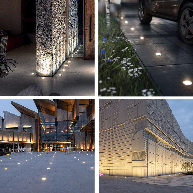 Éclairage paysager enterré LED en verre plastique acier inoxydable étanche cylindre de simplicité moderne pour couloirs 