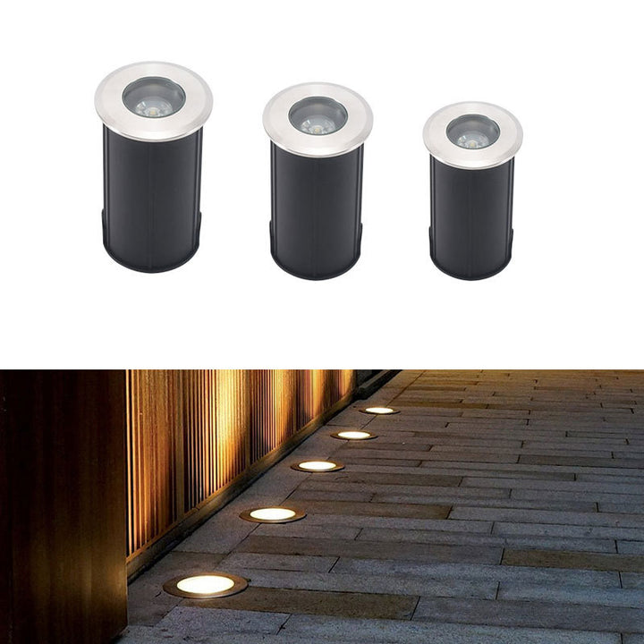 Éclairage paysager enterré LED en verre plastique acier inoxydable étanche cylindre de simplicité moderne pour couloirs 