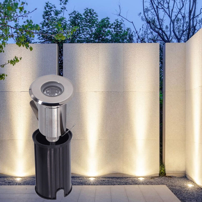 إضاءة المناظر الطبيعية المدفونة LED من الفولاذ المقاوم للصدأ والبلاستيك والزجاج المقاومة للماء على شكل أسطوانة بسيطة حديثة للإضاءة الخارجية في الممرات 