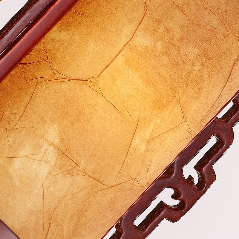 Traditioneller chinesischer Zylinder Imitation Schaffell Lampenschirm Holz 1/2 - Licht Wandleuchte für Schlafzimmer 