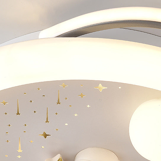 Lustre Plafonnier LED en Résine Acrylique Fer Rond Fusée Astronaute Licorne Créative Contemporaine pour Chambre 