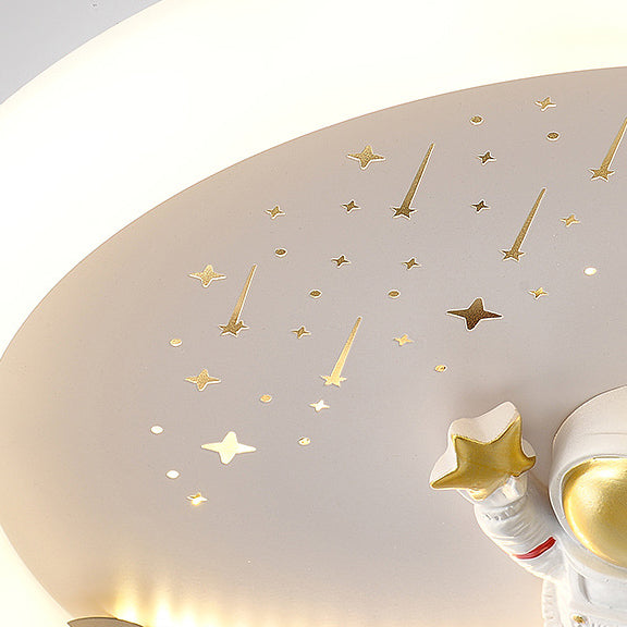 Lustre Plafonnier LED en Résine Acrylique Fer Rond Fusée Astronaute Licorne Créative Contemporaine pour Chambre 