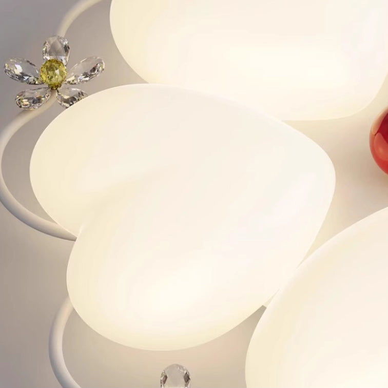 ضوء سقف متدفق LED بتصميم قلب من الأكريليك والحديد PE مع خياطة زهور كريم نوردية معاصرة لغرفة النوم 