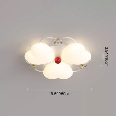 ضوء سقف متدفق LED بتصميم قلب من الأكريليك والحديد PE مع خياطة زهور كريم نوردية معاصرة لغرفة النوم 