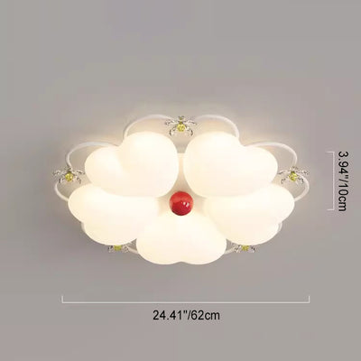 ضوء سقف متدفق LED بتصميم قلب من الأكريليك والحديد PE مع خياطة زهور كريم نوردية معاصرة لغرفة النوم 