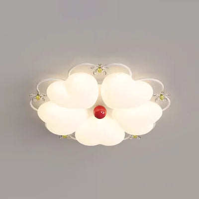 ضوء سقف متدفق LED بتصميم قلب من الأكريليك والحديد PE مع خياطة زهور كريم نوردية معاصرة لغرفة النوم 
