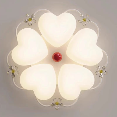 ضوء سقف متدفق LED بتصميم قلب من الأكريليك والحديد PE مع خياطة زهور كريم نوردية معاصرة لغرفة النوم 