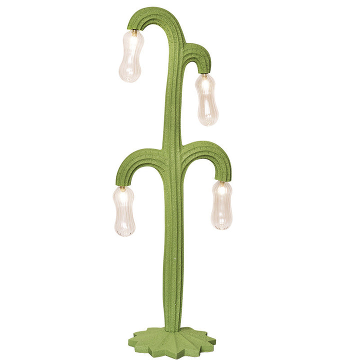 Lampe de sol contemporaine en résine de cactus créatif avec verre à 4 lumières pour salon 
