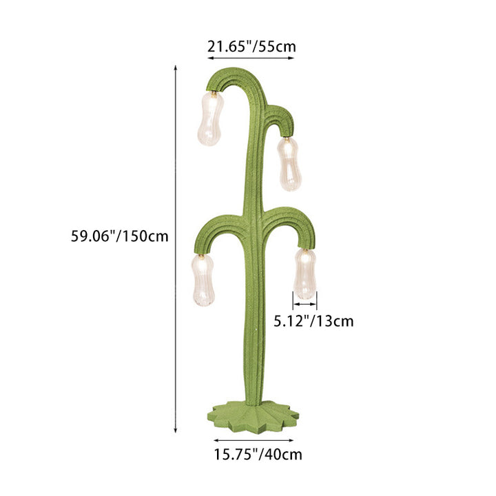 Lampe de sol contemporaine en résine de cactus créatif avec verre à 4 lumières pour salon 