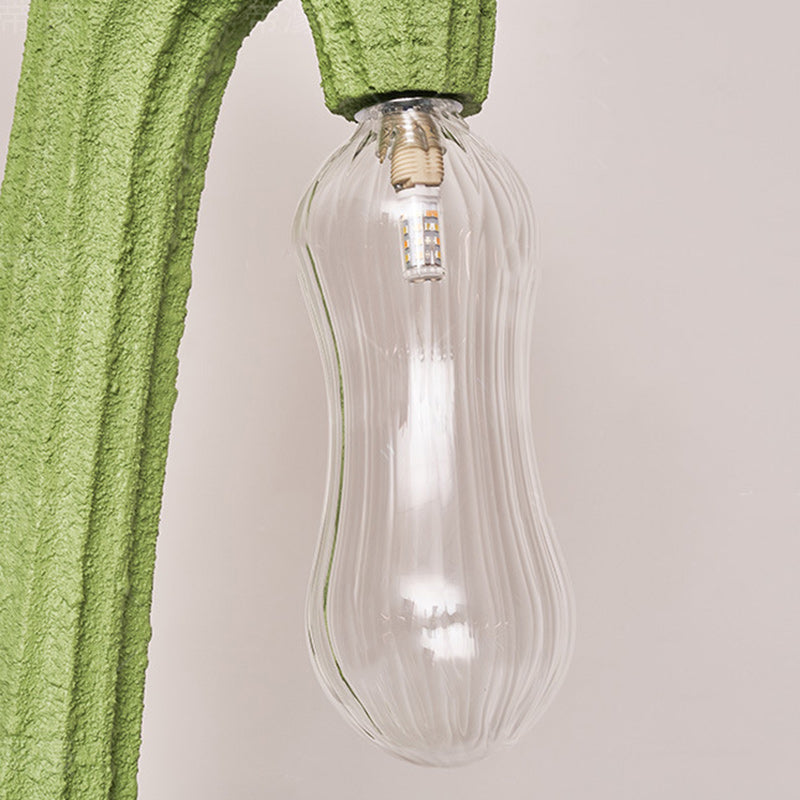 Lampe de sol contemporaine en résine de cactus créatif avec verre à 4 lumières pour salon 