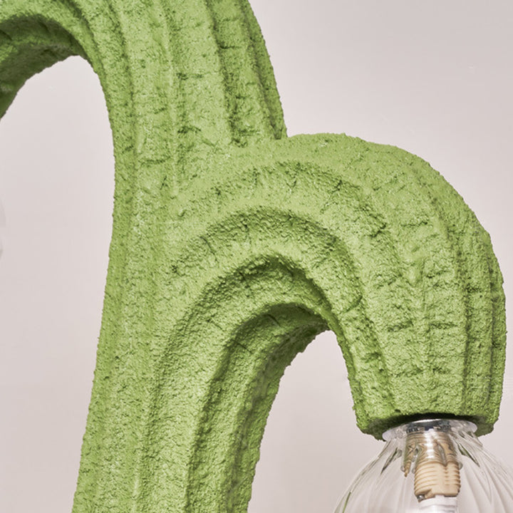 Lampe de sol contemporaine en résine de cactus créatif avec verre à 4 lumières pour salon 
