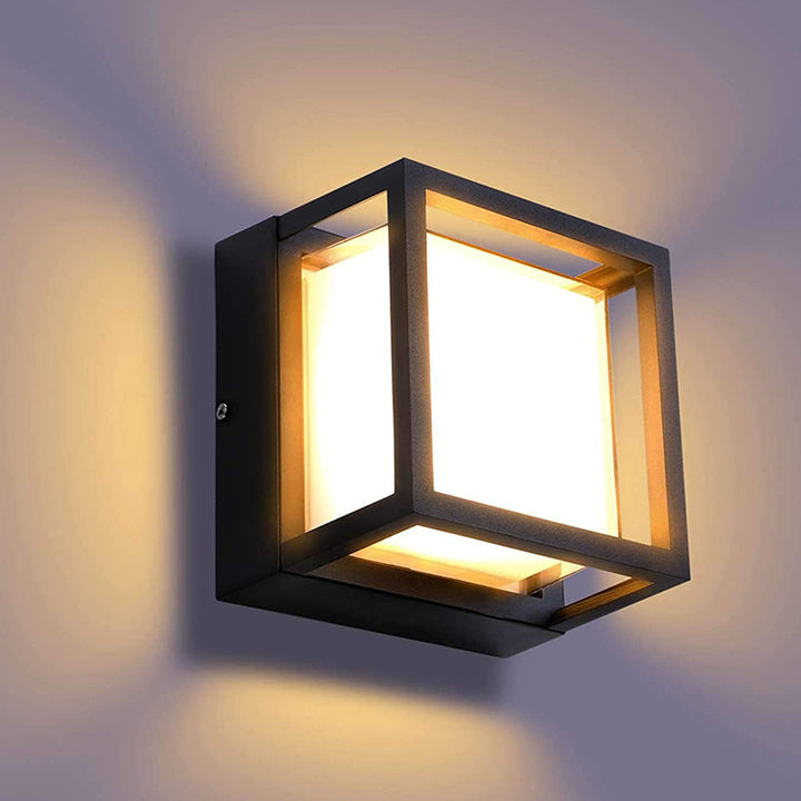 Lámpara de Aplique de Pared LED de Cubo Cuadrado Impermeable de Aluminio Acrílico PVC de Simplicidad Moderna para Pasillos 