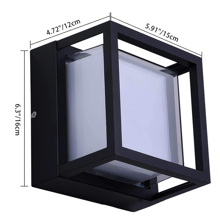 Lámpara de Aplique de Pared LED de Cubo Cuadrado Impermeable de Aluminio Acrílico PVC de Simplicidad Moderna para Pasillos 