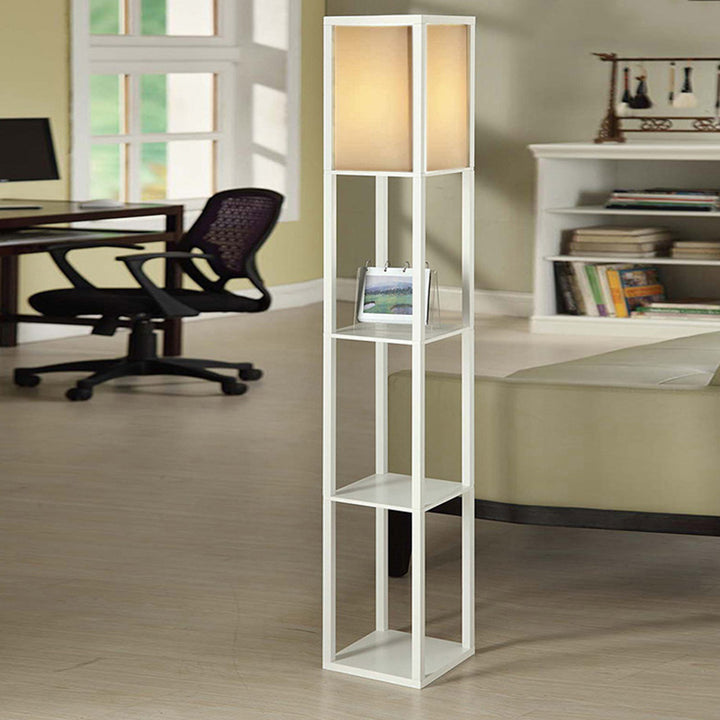 Lampadaire moderne en forme de cuboïde en tissu et panneau de densité 1 - Lumière pour salon 