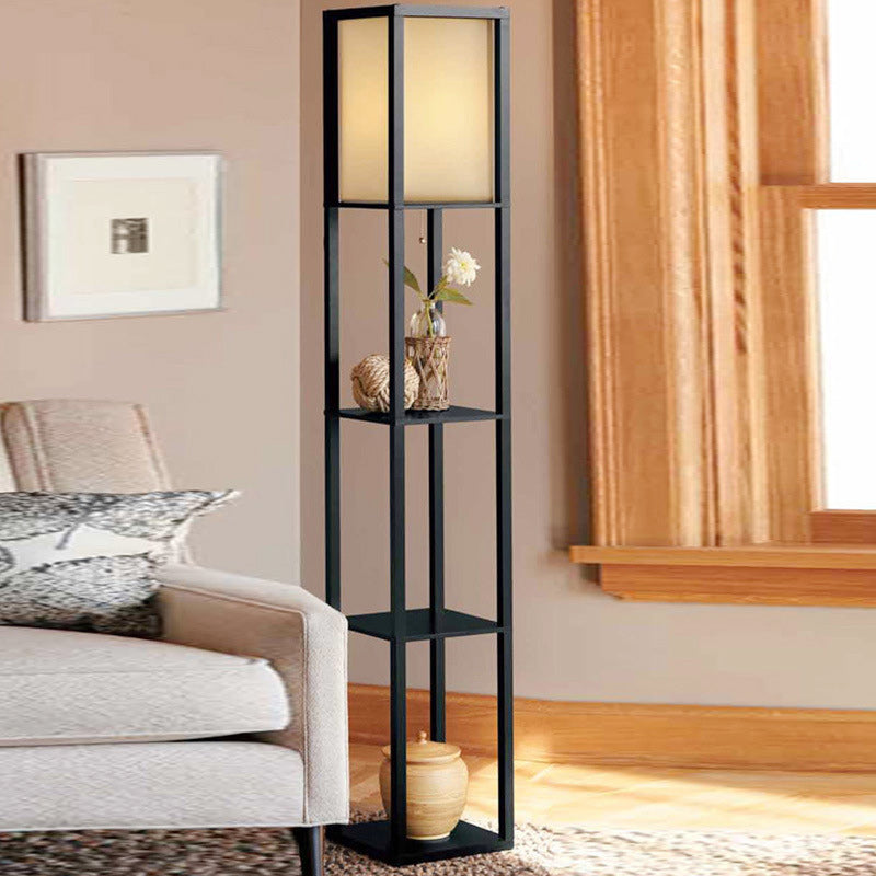 Lampadaire moderne en forme de cuboïde en tissu et panneau de densité 1 - Lumière pour salon 
