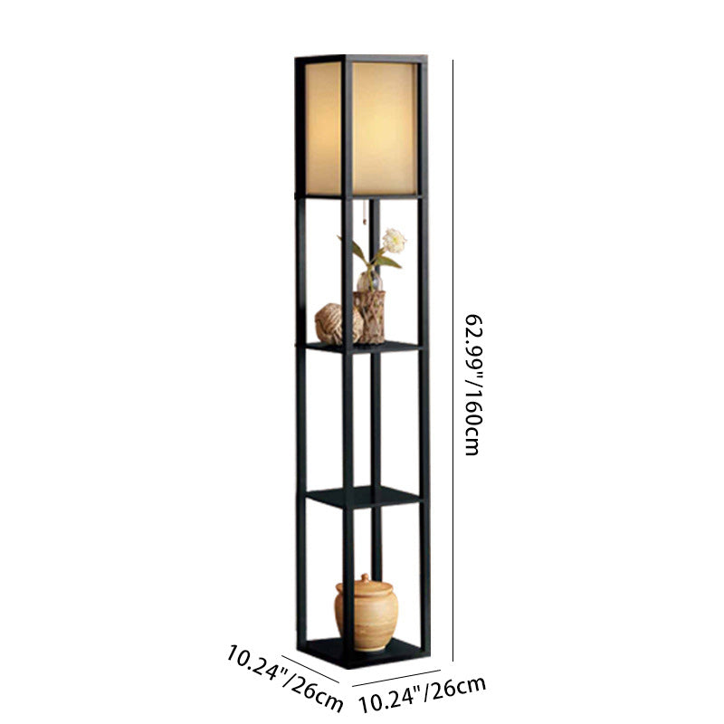 Lampadaire moderne en forme de cuboïde en tissu et panneau de densité 1 - Lumière pour salon 