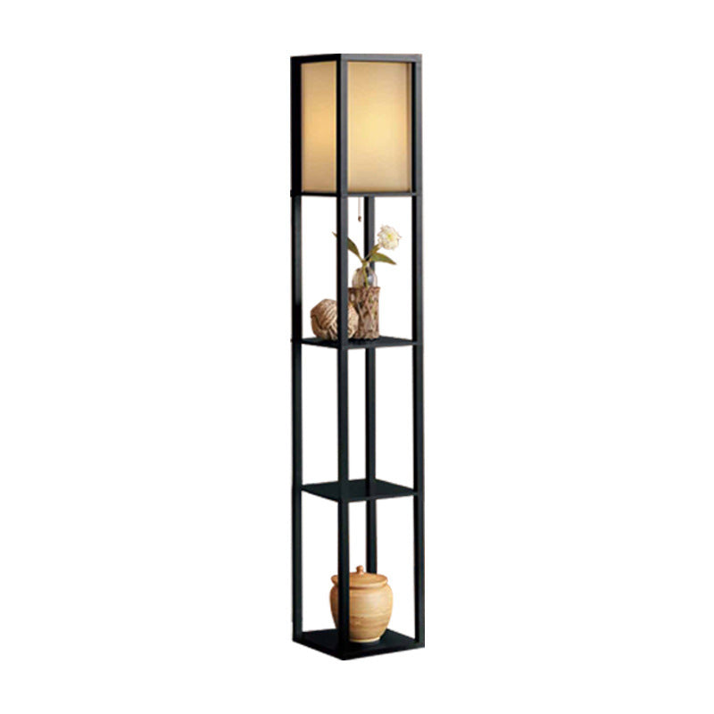 Lampadaire moderne en forme de cuboïde en tissu et panneau de densité 1 - Lumière pour salon 