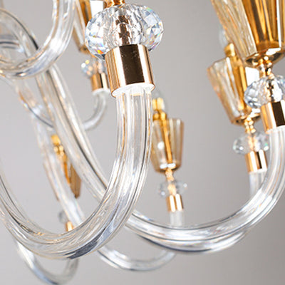 Traditional French Candle Shape Glass Lampshade Alloy 18 - Light Chandeliers For Living Room