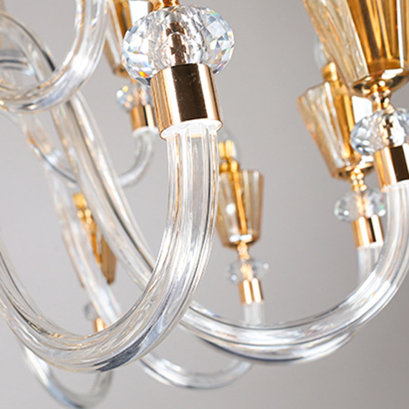 Traditional French Candle Shape Glass Lampshade Alloy 18 - Light Chandeliers For Living Room